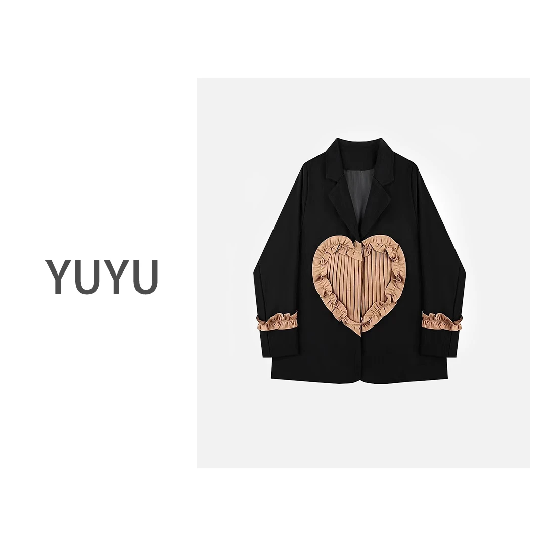 【磁场效应】爱心拼接甜酷风宽松休闲百搭潮流小众设计感西服.Y111