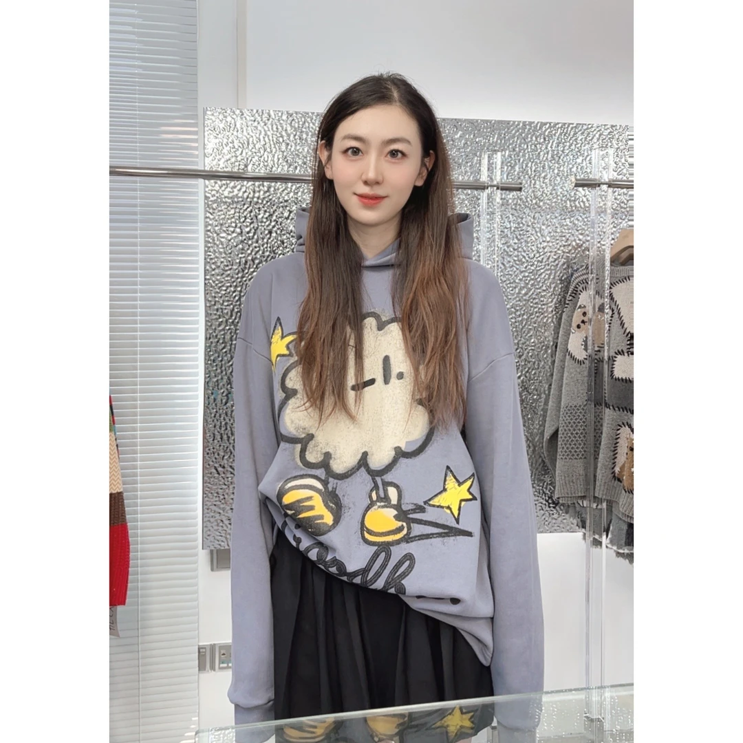 【云帆】斑驳设计感宽松百搭秋冬穿搭情侣同款套头卫衣.Y350