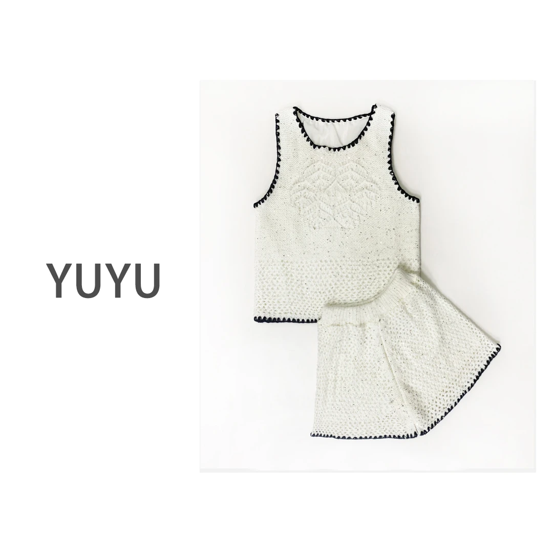 法式甜辣小香风无袖针织亮片性感显瘦气质夏季休闲小众套装.HS008