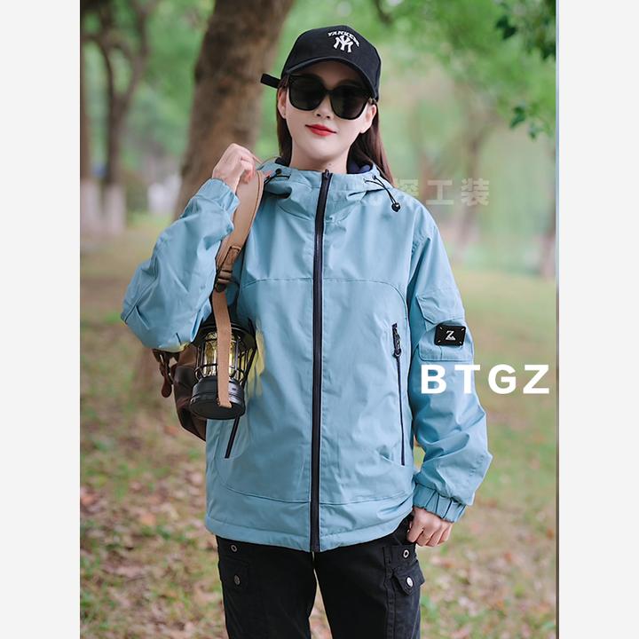 BEITAN/两面穿加绒外套男女同款冲锋衣2024秋冬新款户外防水连帽