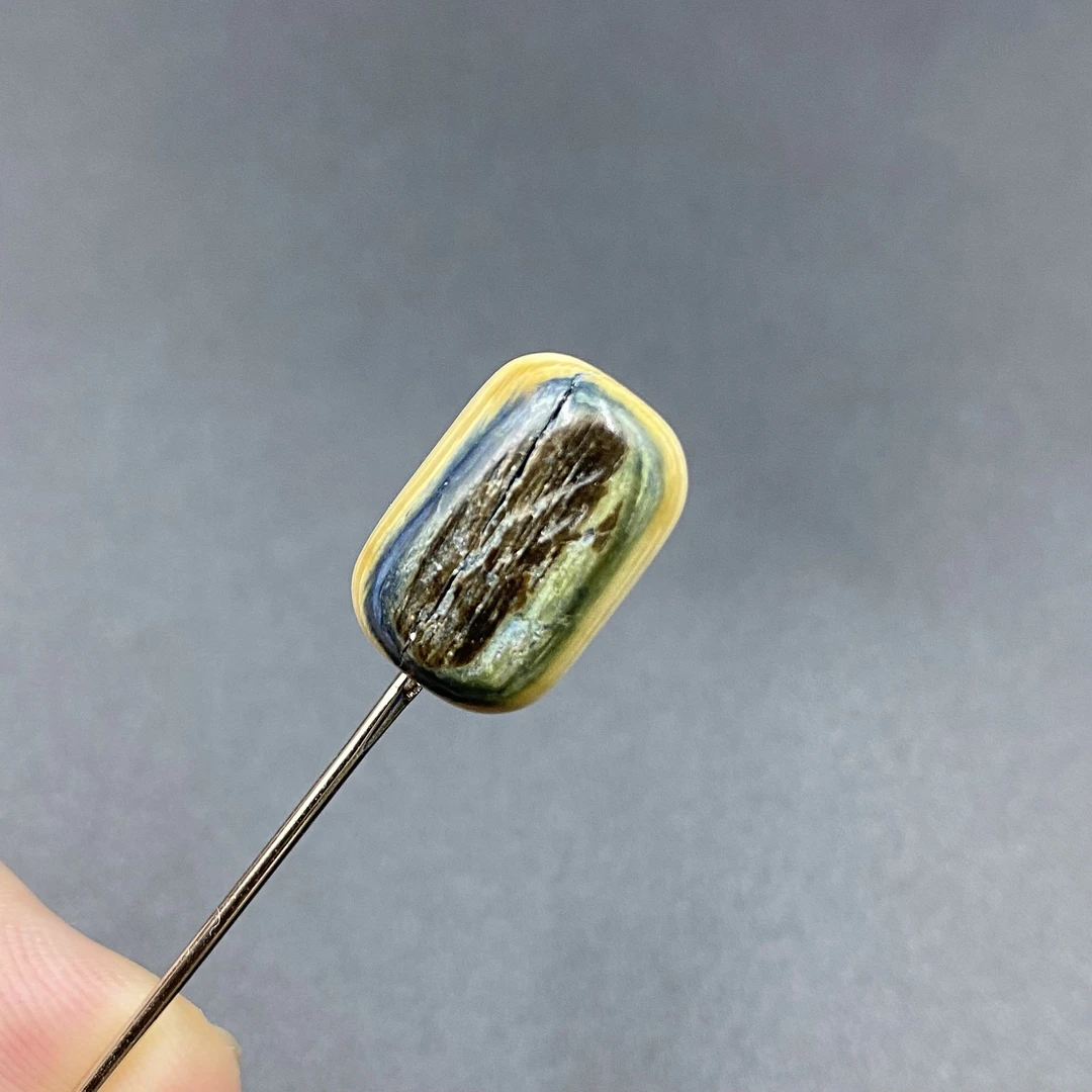 【假一赔四】天然保真猛犸牙配饰蓝皮珠对孔15mm（多样性发其一）0006