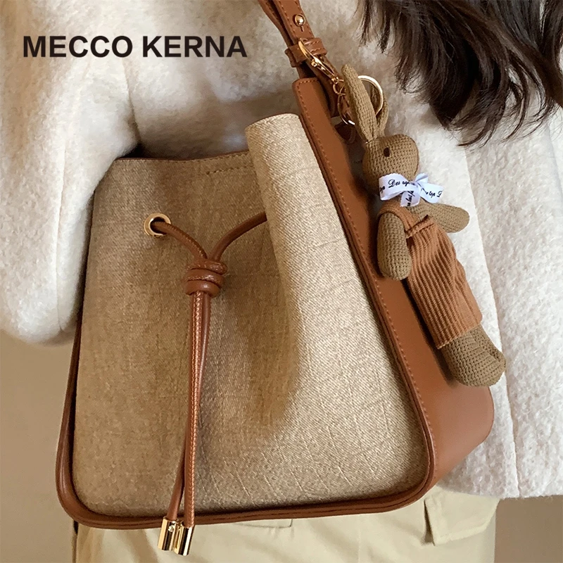 MECCO KERNA燕麦水桶托特包女2024新款百搭通勤单肩斜挎包MK31262