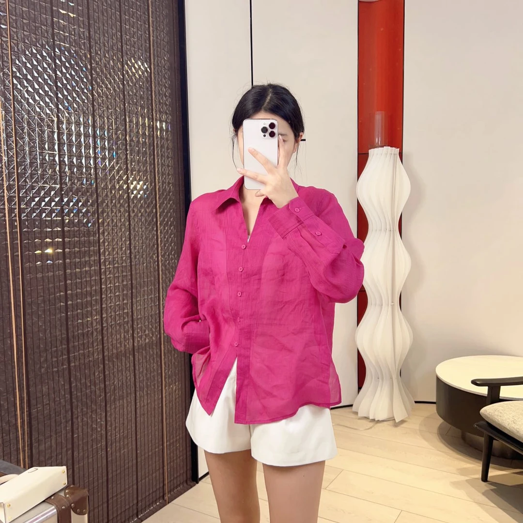 翻领下摆开衩薄款衬衣/短裤 Q412  Q413 Q412G