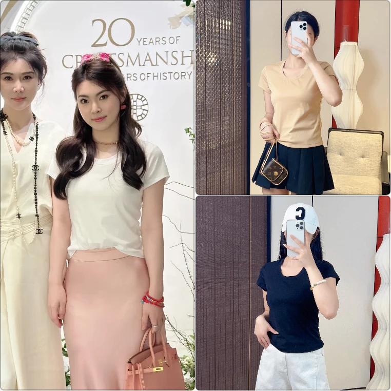 U领净色短袖T  Q157