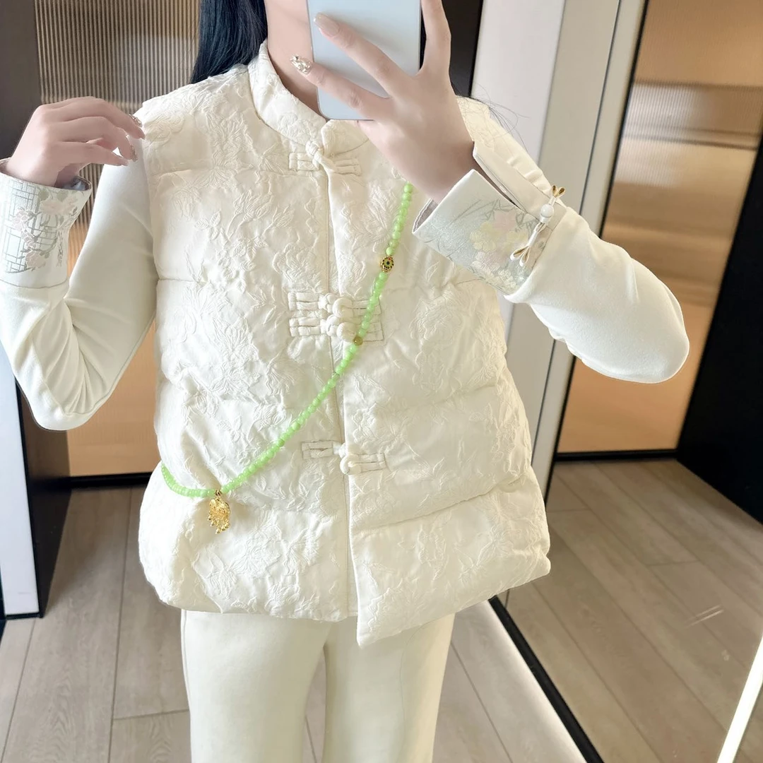 HX477 玫瑰提花盘扣立领马甲