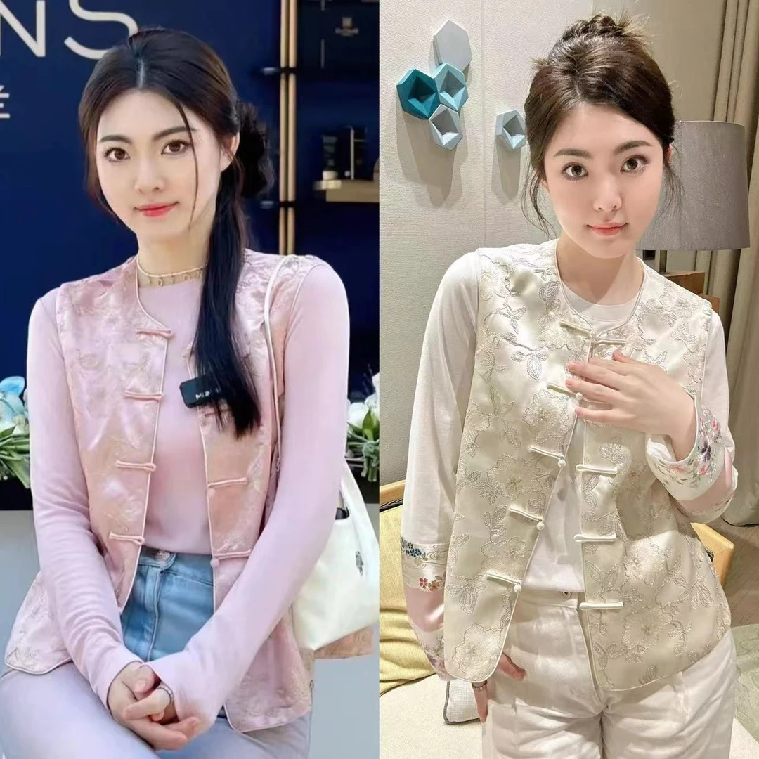 W42 醋醋金线绣花高级感国风中式马甲