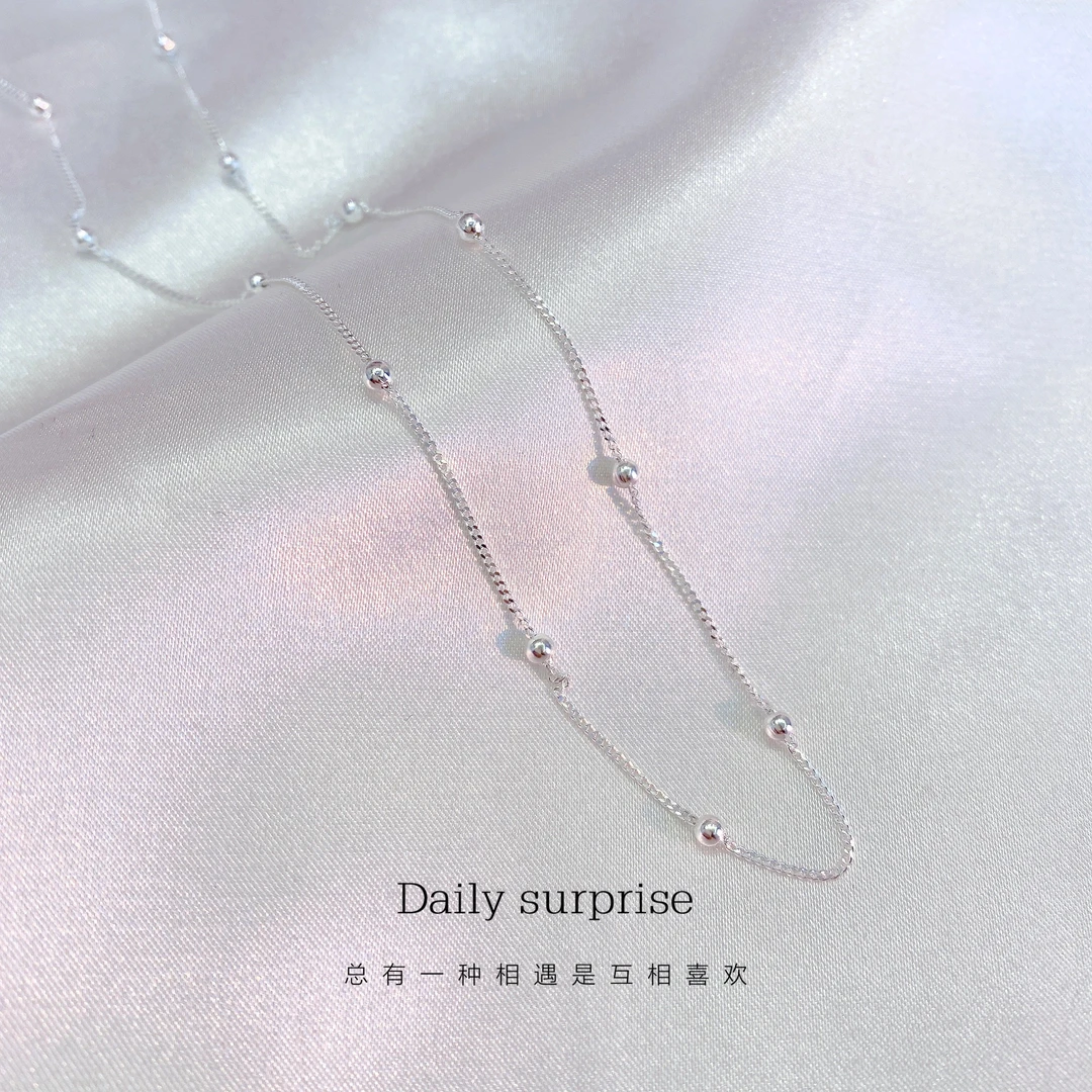 Dailysurprise 链子足银 足银990间珠链M扣项链