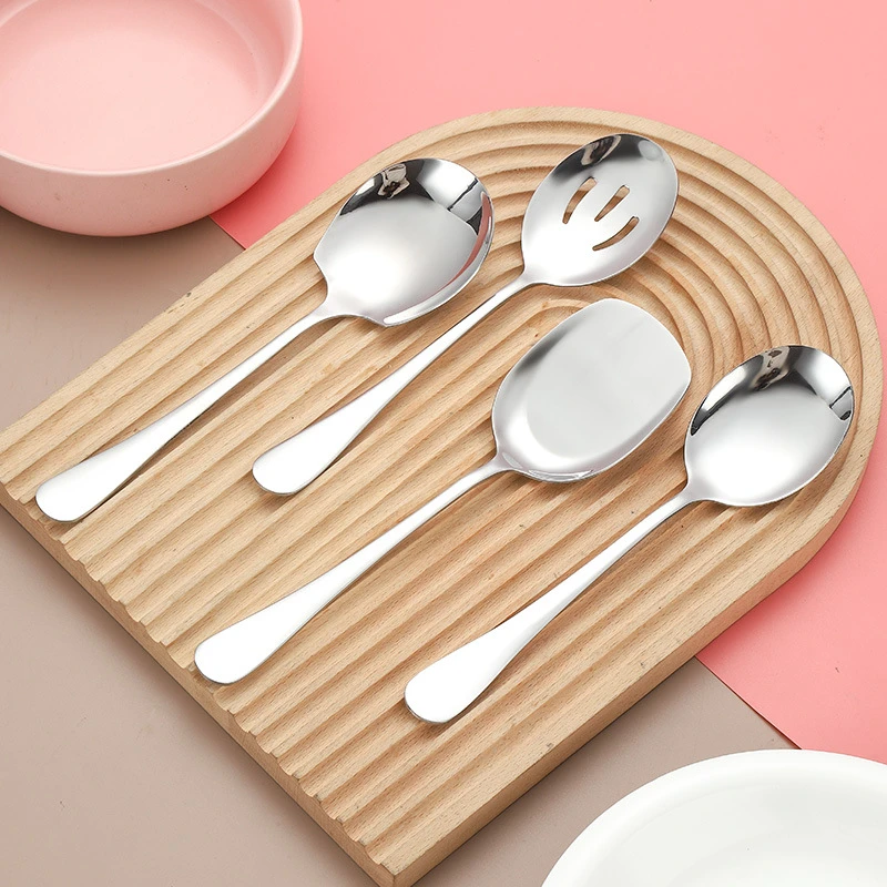 家用创意韩式成人长柄不锈钢分菜勺大公勺公用勺分餐勺汤匙漏铲