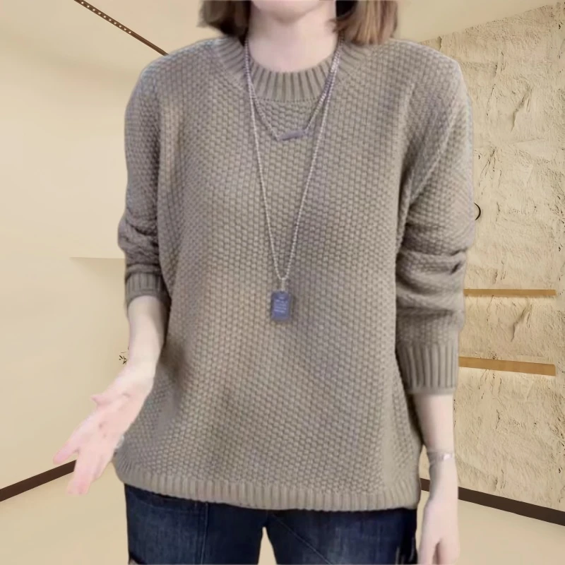 长袖针织衫高档洋气上衣打底衫2025春夏季宽松韩版显瘦套头毛衣女