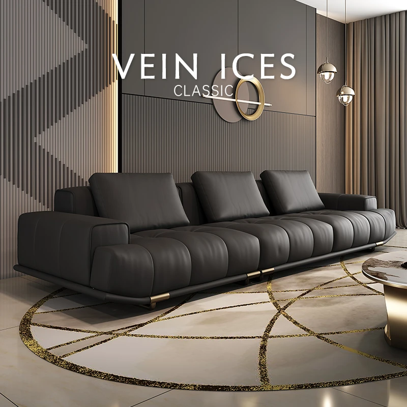 新木威帆船真皮沙发现代简约客厅直排轻奢别墅高端沙发2025年新款