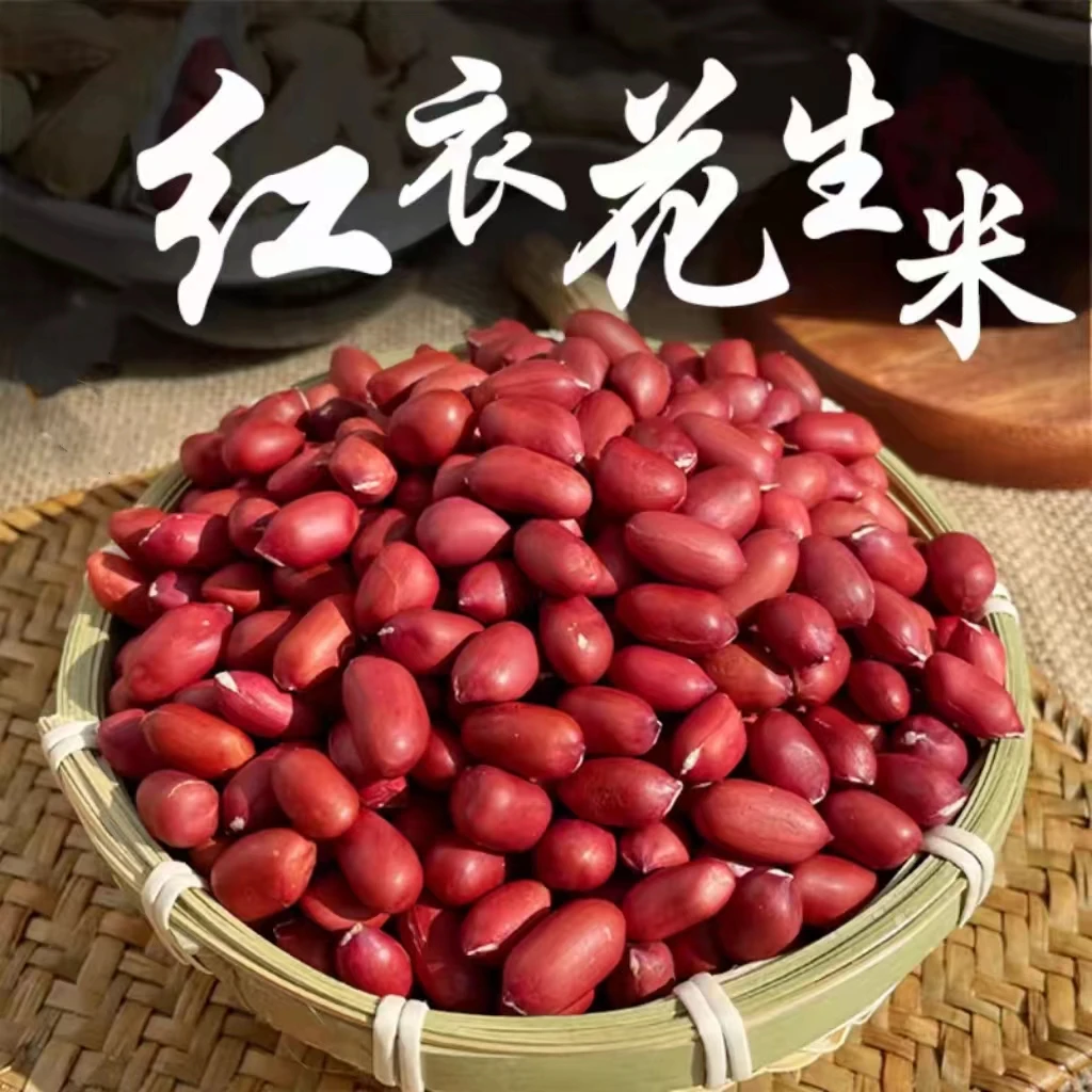 精选当季红皮花生米新鲜花生四粒红花生人工挑选