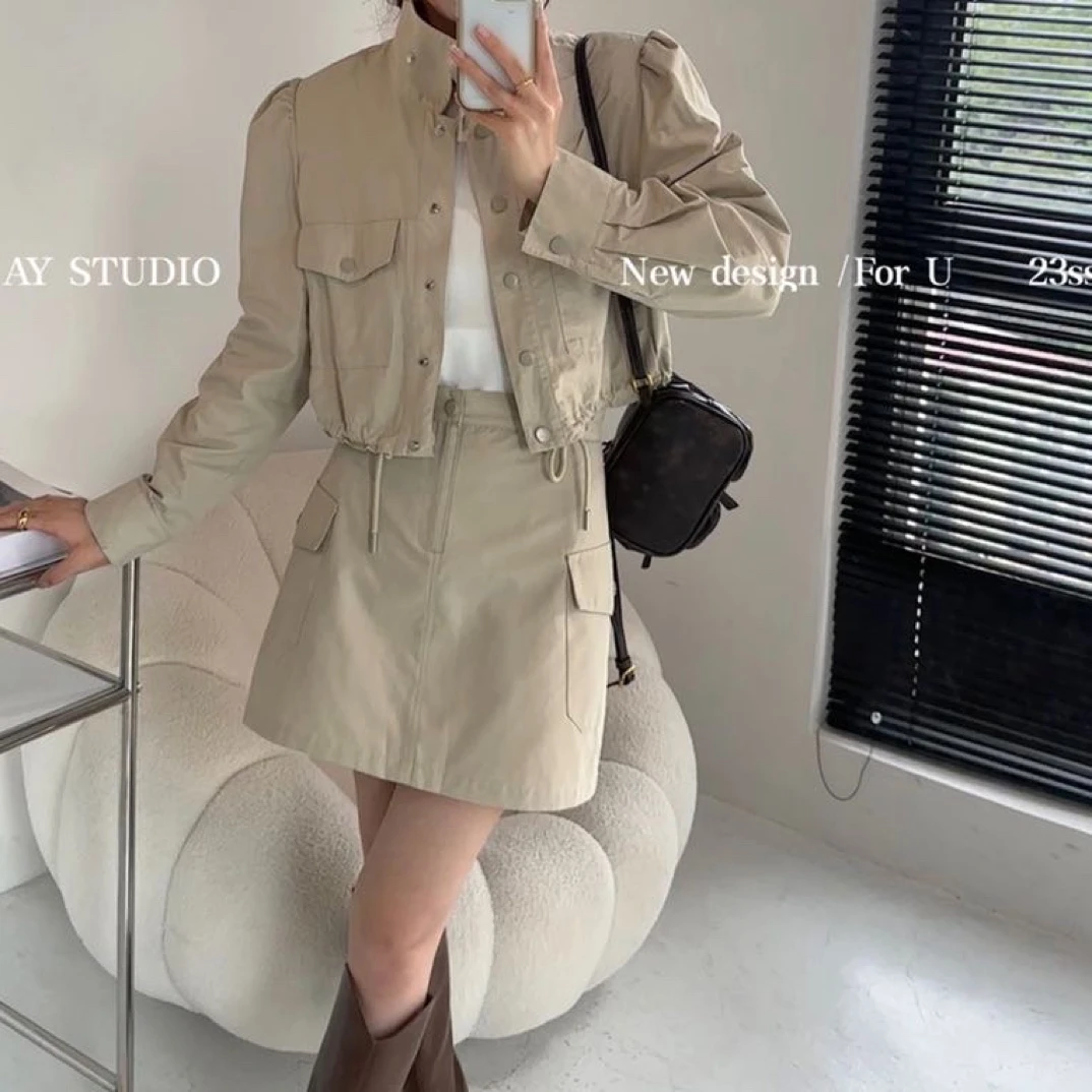 21131新款时尚百搭工装两件套