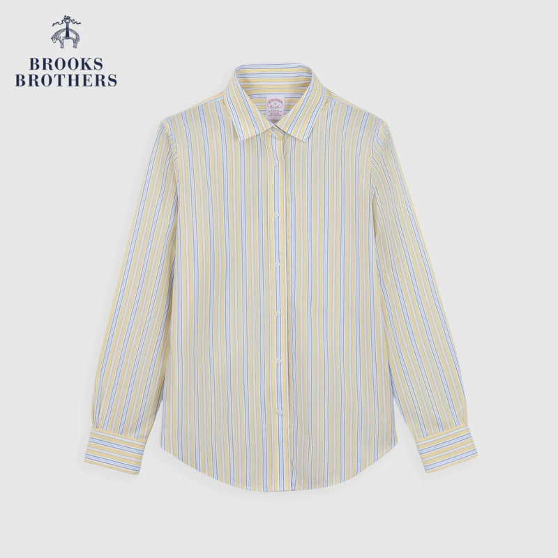 Brooks Brothers/布克兄弟女士25初春新易打理拼色竖条纹长袖衬衫