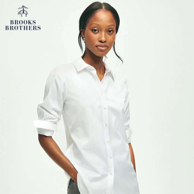 Brooks Brothers/布克兄弟女士春夏提花肌理高端系列百搭衬衫