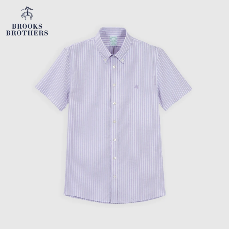 Brooks Brothers/布克兄弟【欧若风】男25春新免烫条纹logo休闲衬衫