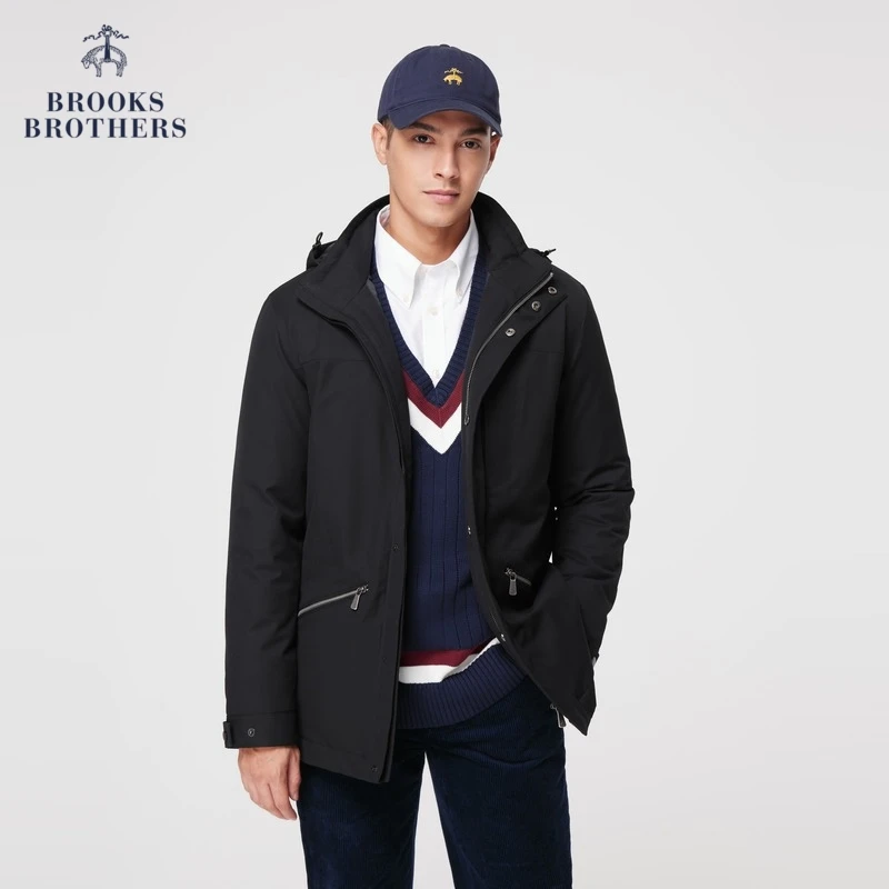 Brooks Brothers/布克兄弟男士25初春可拆卸帽子白鸭绒羽绒服外套