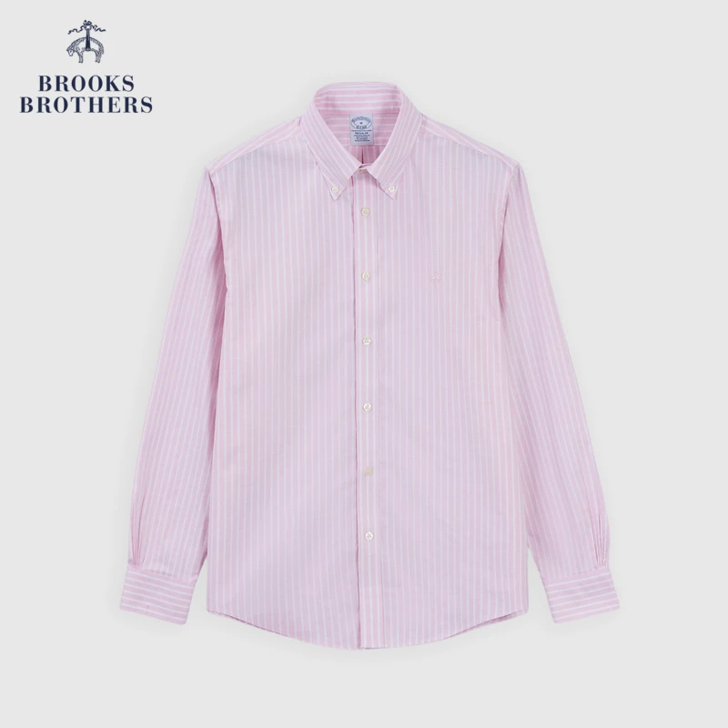 Brooks Brothers/布克兄弟男士25初春新款清爽条纹扣结领休闲衬衫