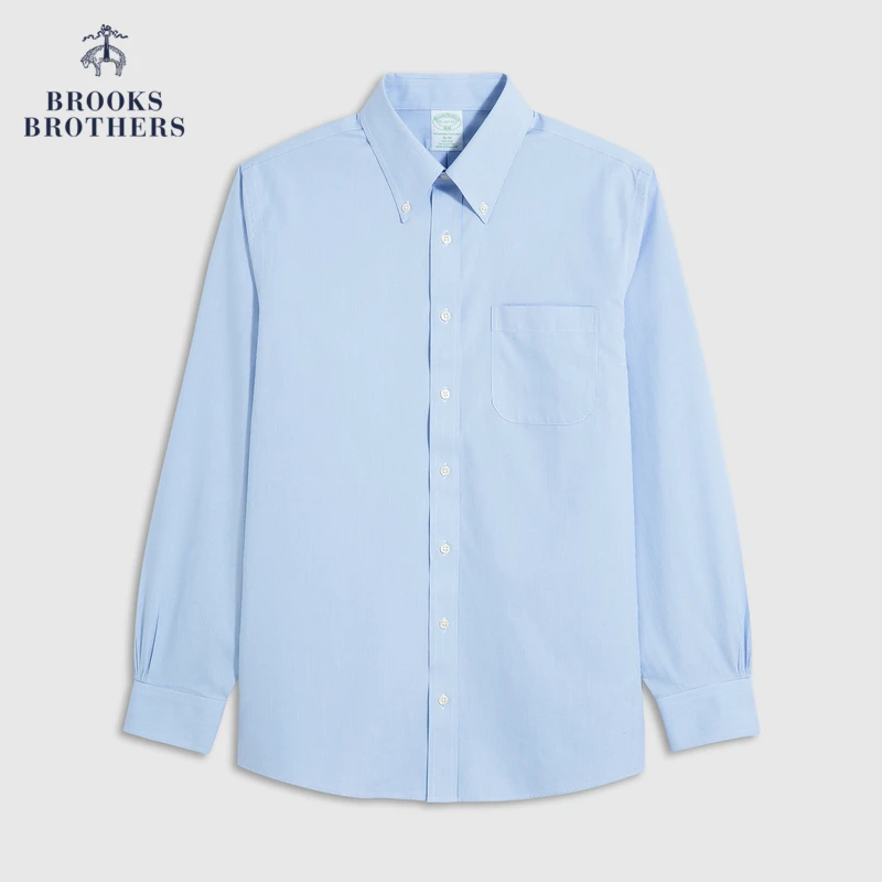 Brooks Brothers/布克兄弟男春棉质牛津纺免烫修身长袖正装衬衫