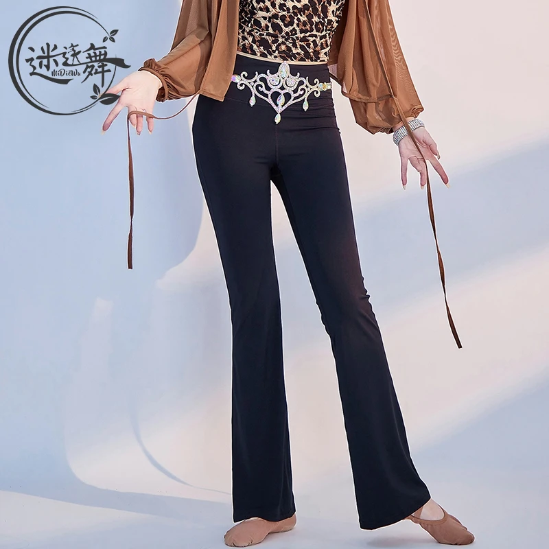 迷迭舞原创2024秋冬新款肚皮舞裤子练功裤东方舞练习喇叭裤长表演