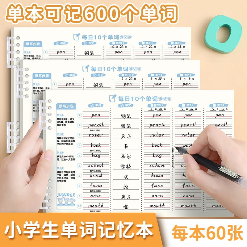 【每日10词】英语单词本小学初中艾宾浩斯单词默写活页本