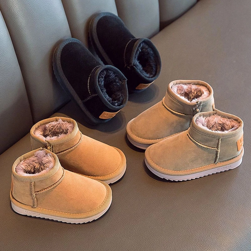 男童雪地靴2024新款宝宝冬季软底鞋子中大女童加绒加厚防滑雪地靴