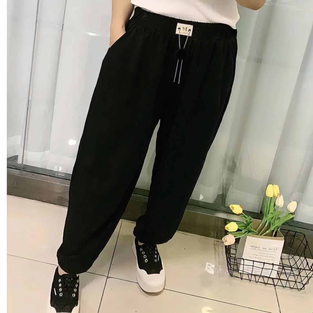 春秋女休闲裤宽松显瘦束脚裤纯色净版女哈伦裤抽绳百搭时尚春款