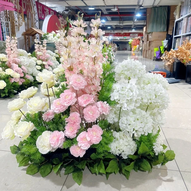 仿真婚庆地排花背景花点花婚礼现场花艺装饰绣球玫瑰风信子4条起