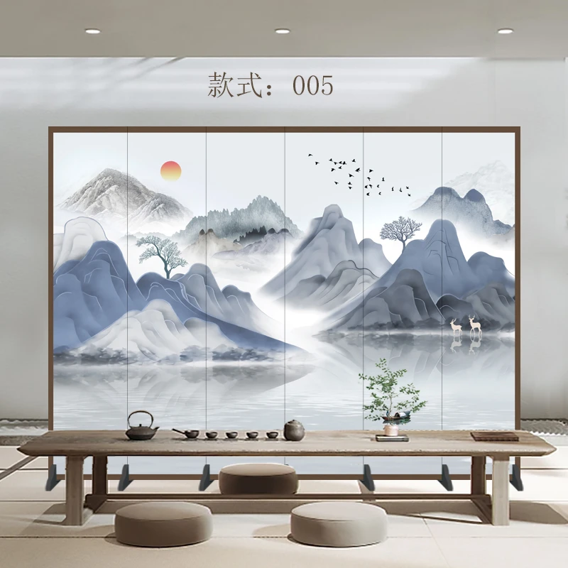 定制仿实木边框防水网红屏风客厅包间隔断墙简约收纳玄关遮挡神器