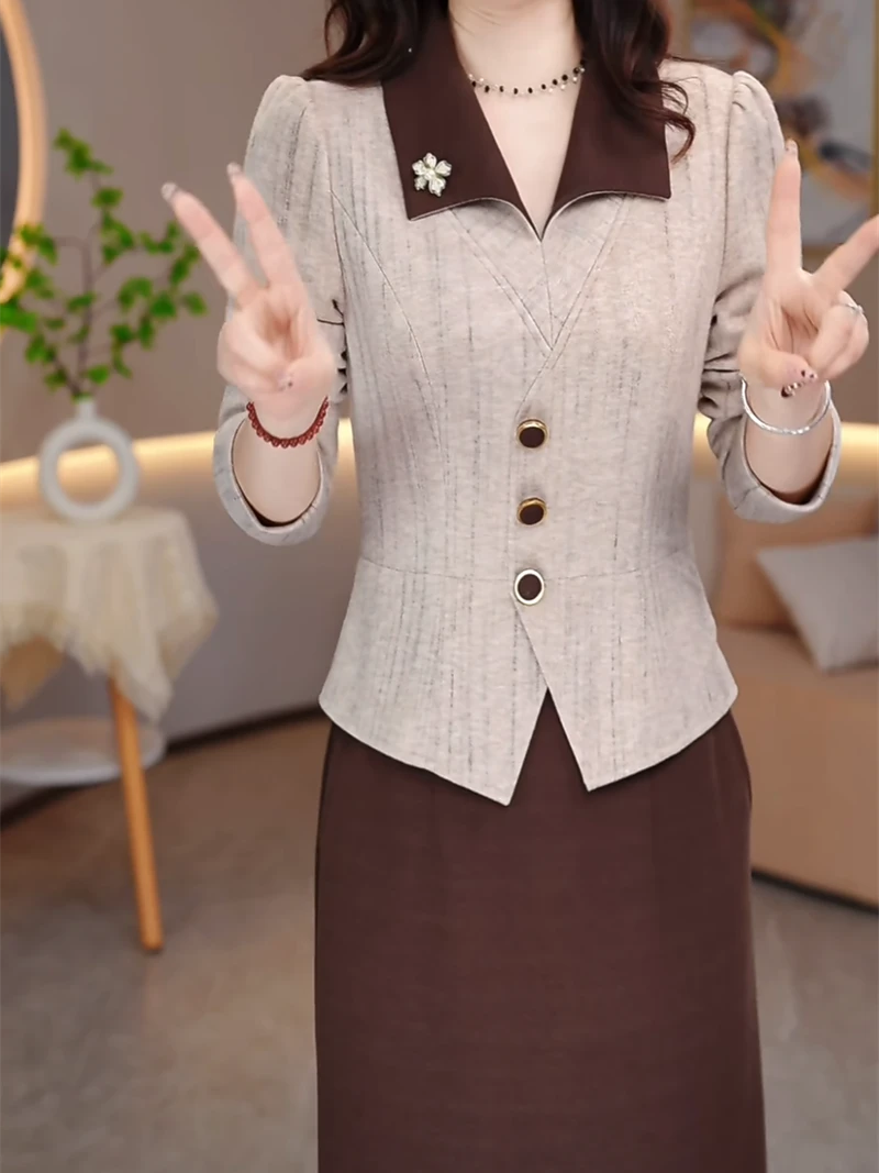 加厚假两件中长款连衣裙女2024时尚新款遮肉显瘦裙子