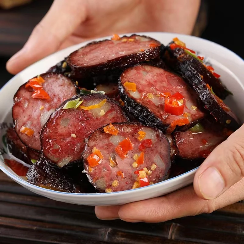 柴火猪血丸子湖南邵阳特产正宗武冈卤豆腐隆回血豆腐烟熏血粑圆子