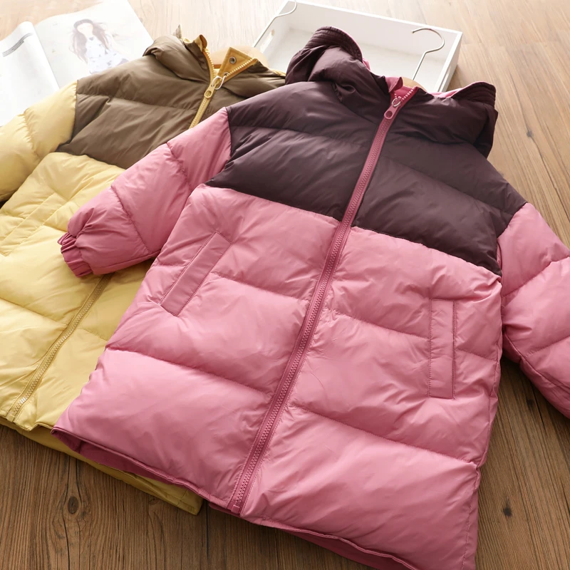 双面穿新国标90白鸭绒女童羽绒服 韩版样子中长款保暖羽绒外套