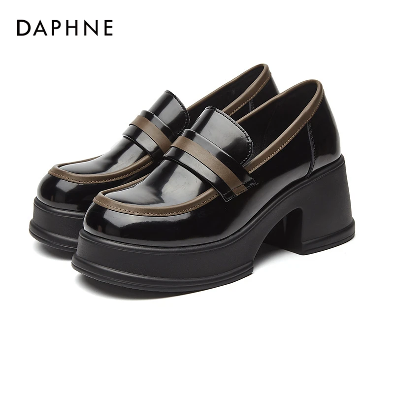 Daphne/达芙妮乐福鞋英伦风百搭气质厚底气质年新款女鞋高端单鞋