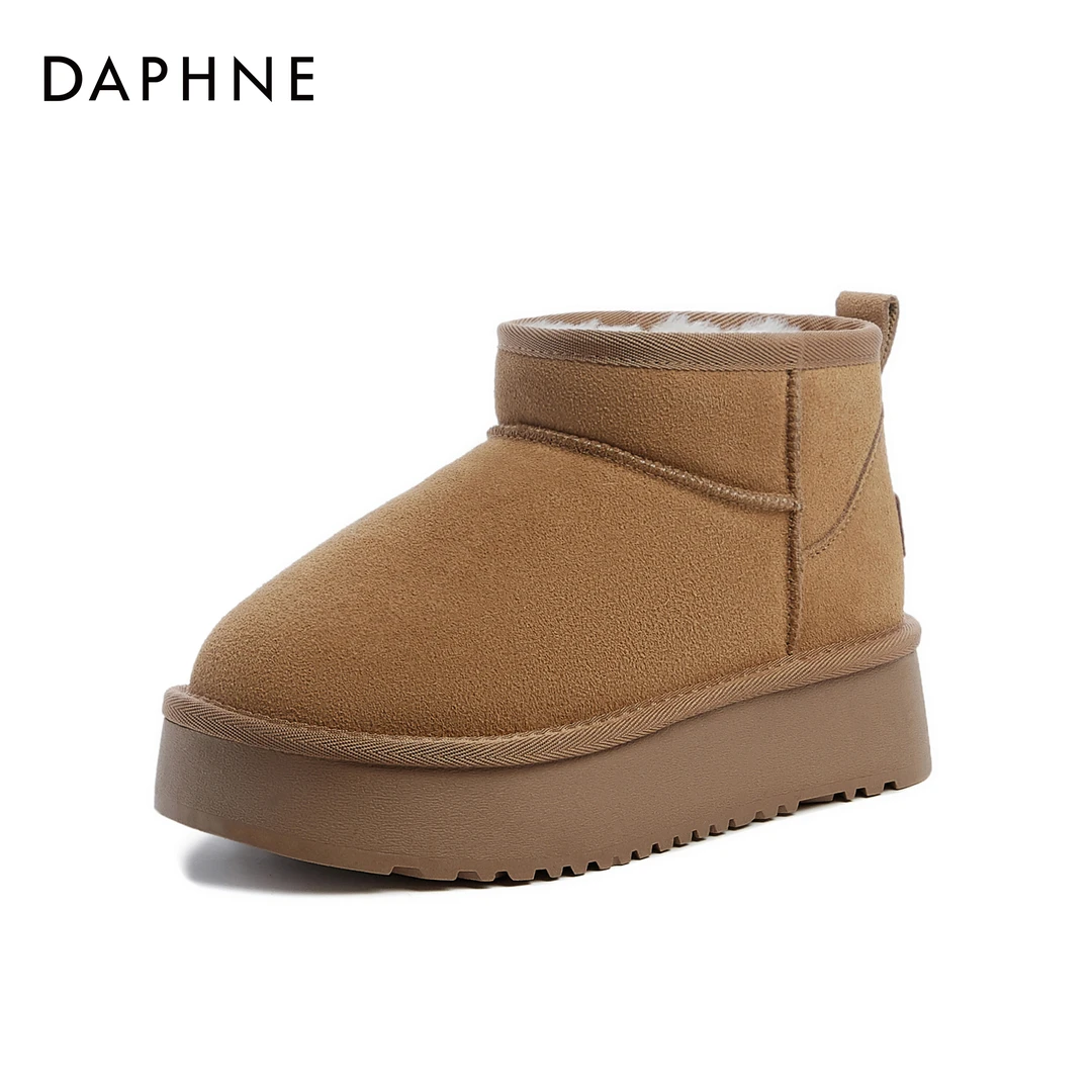 Daphne/达芙妮短筒雪地靴冬季新款时尚厚底加绒休闲爆款潮流短靴