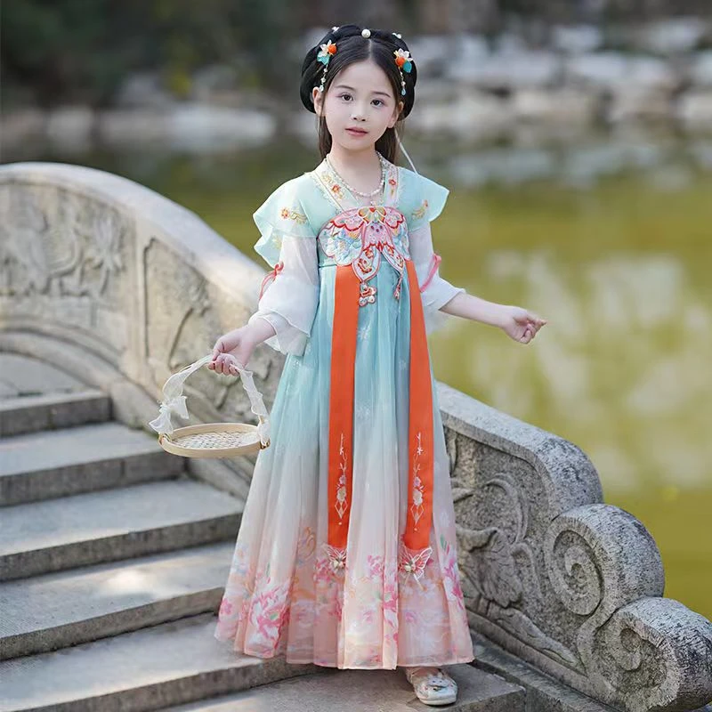 汉服女童夏季超仙古风唐装中国风襦裙中大童儿童连衣裙夏款仙女裙