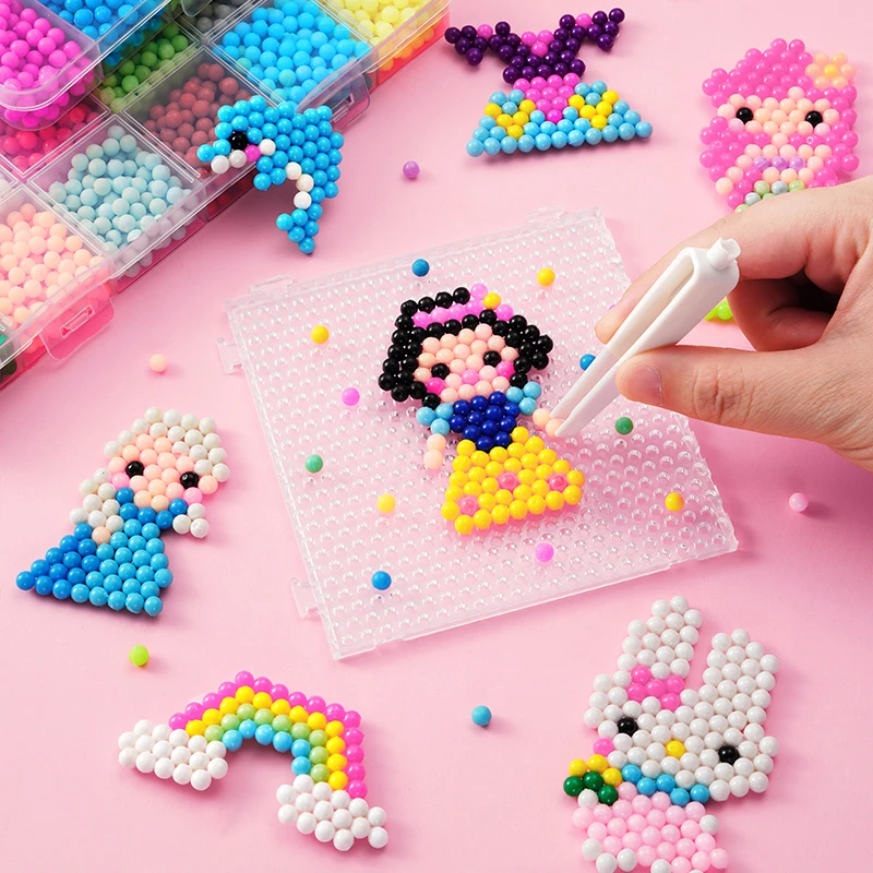 神奇魔法珠拼豆女孩儿童diy制作益智手工玩具粘贴水雾魔珠钻石画