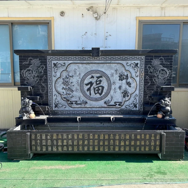 青石材质石雕流水摆件室外屏风影壁墙装饰摆件石头