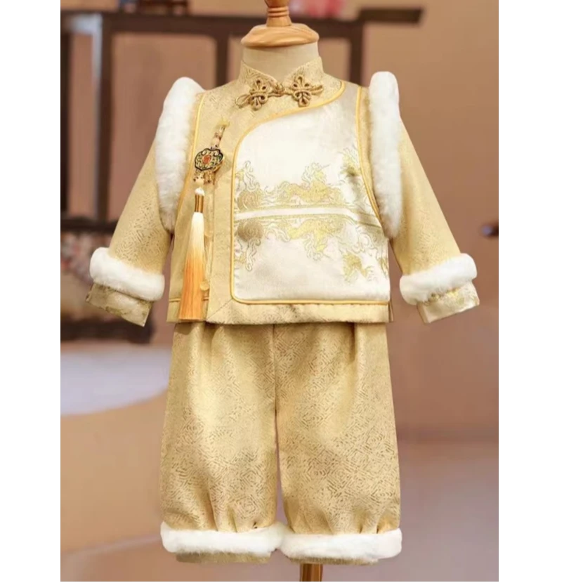 断码清仓周岁生日礼服抓周服儿童中式唐装冠衣中国风宝宝周岁礼服
