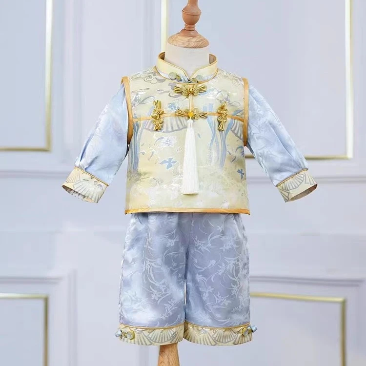 男宝宝周岁礼服中式唐装抓周服拜年服生日百天拍照衣服秋冬男童