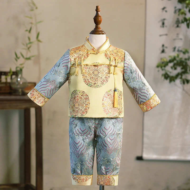 一周岁男童生日服春季款抓周服中式唐装汉服满月百天周岁礼服套装