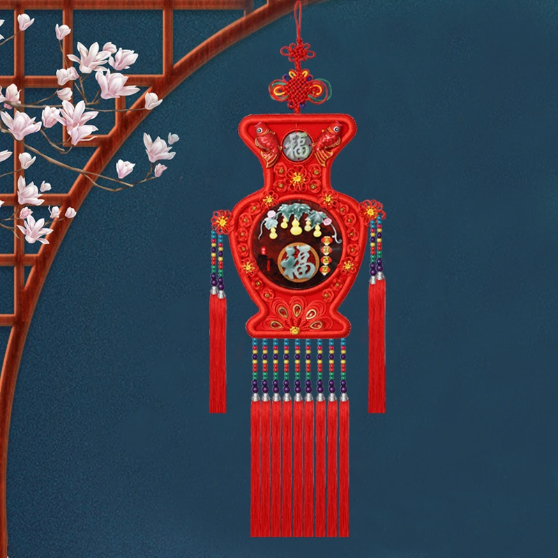 【花瓶】中国结客厅电视背景墙大号挂件餐厅卧室乔迁新居新年装饰品