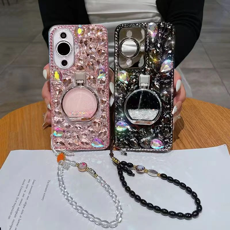 新款轻奢水钻手机壳防摔苹果iPhone15ProMax满钻香水支架13/14PRO