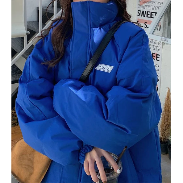 【当季爆款】克莱因蓝羽绒服女冬季2023韩版宽松反季棉袄设计感小众