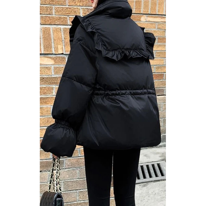 【当季爆款】2023年新款女装冬季短款羽绒服女小个子黑色娃娃领喇叭