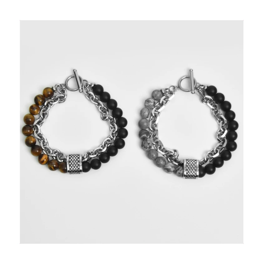 钛钢手链  【响尾蛇】白敬亭同款双层撞色手链层次感十足TB 1699