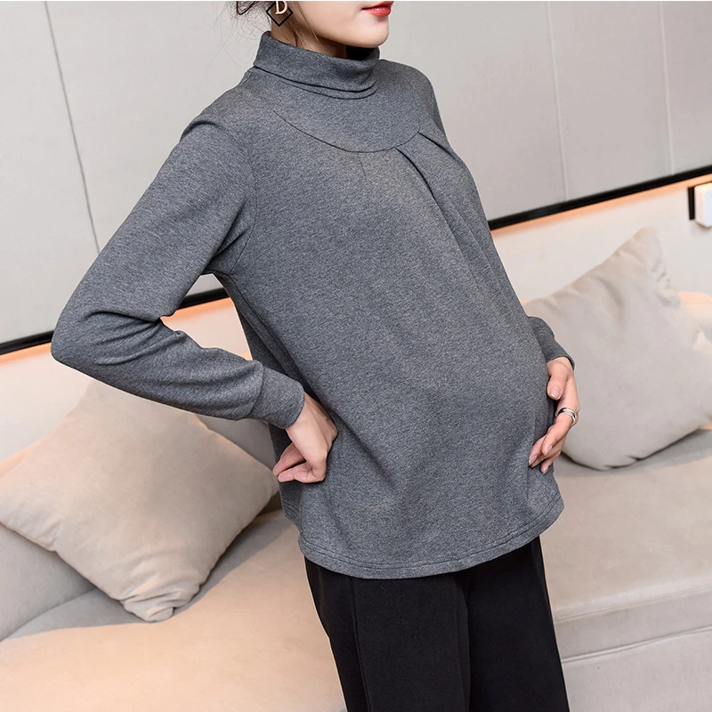 孕妇装2024春秋款高领打底衫孕期百搭气质显瘦遮肉上衣女3008