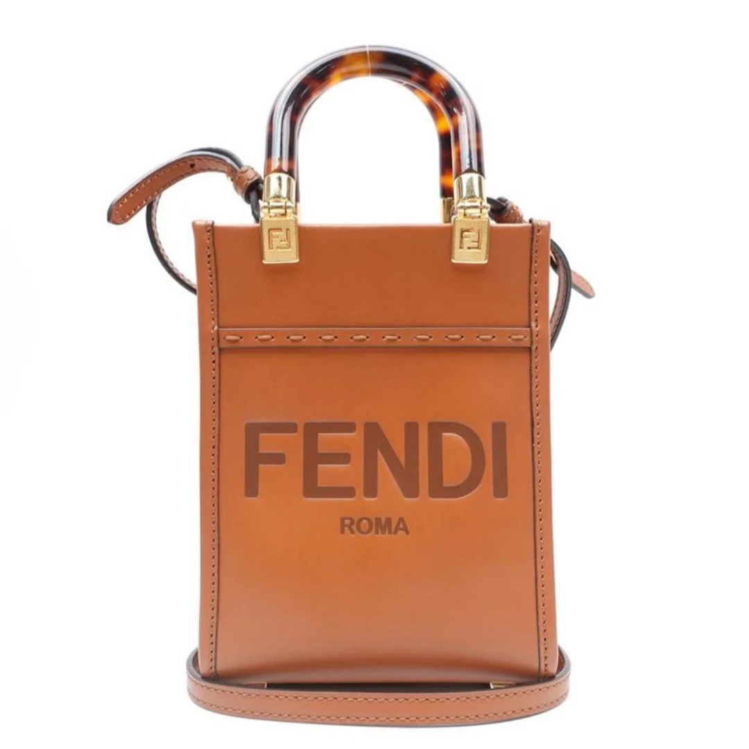99新 FENDI/芬迪 棕色托特包/手提包/楠楠