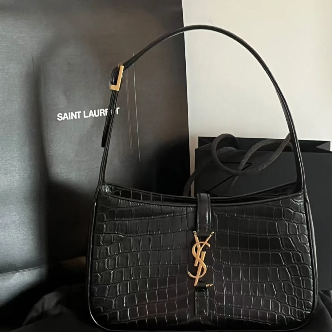 99新 YSL/圣罗兰 圣罗兰Hobo/鳄压纹黑金/腋下包/D店