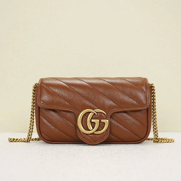 99新 GUCCI/古驰 焦糖色马蒙mini/迷你单肩包/理理