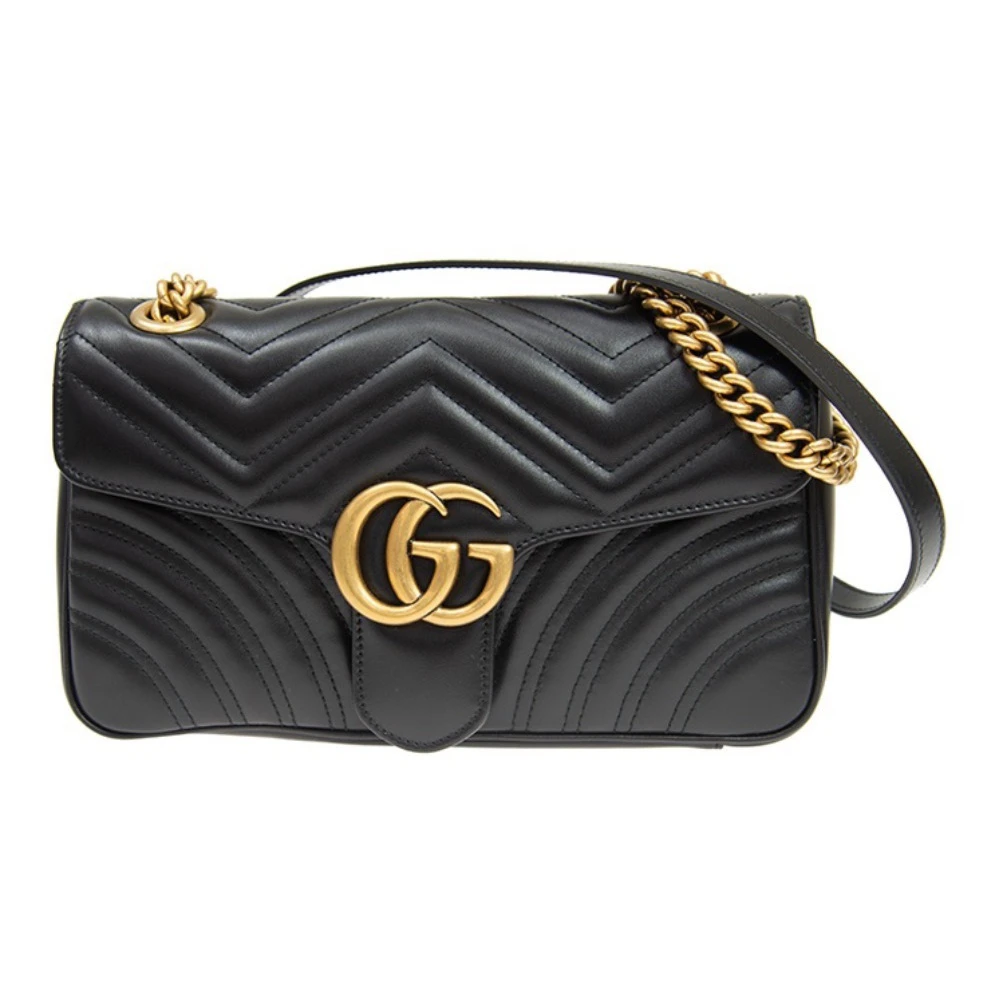 99新 GUCCI/古驰  马蒙黑二六/单肩包女士中号/理理