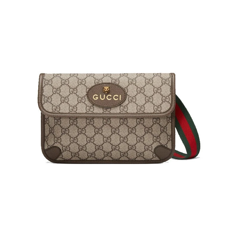 99新 GUCCI/古驰 虎头腰包 男女通用 帆布胸包/严选